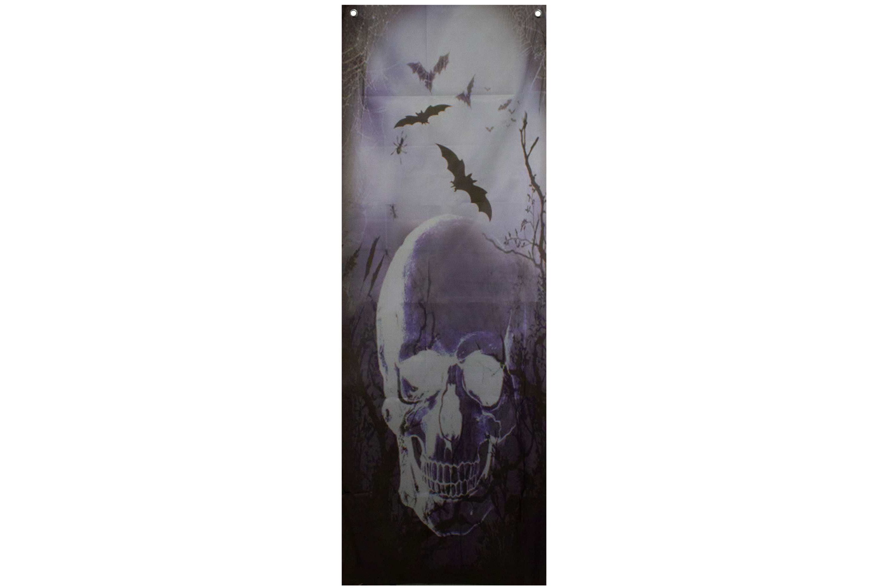 70.75" Spooky Blue Skull Graveyard Halloween Door Decoration