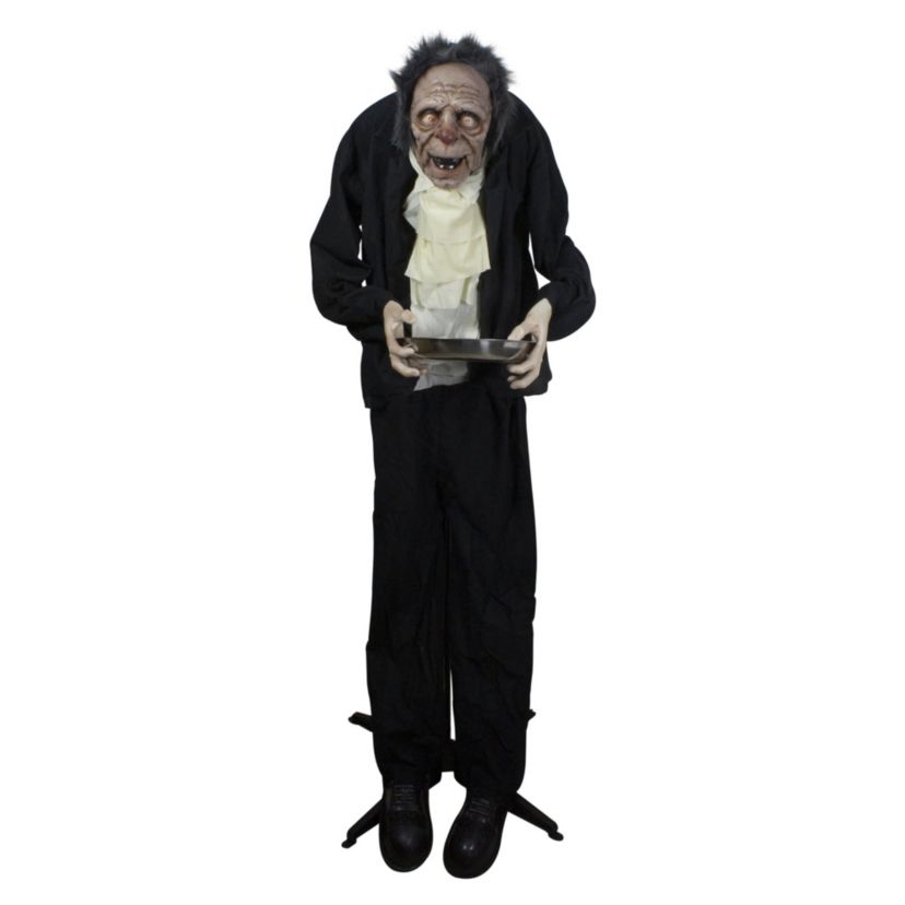 6ft Spooky Town Lighted Animated Scary Butler Standing Halloween Decoration