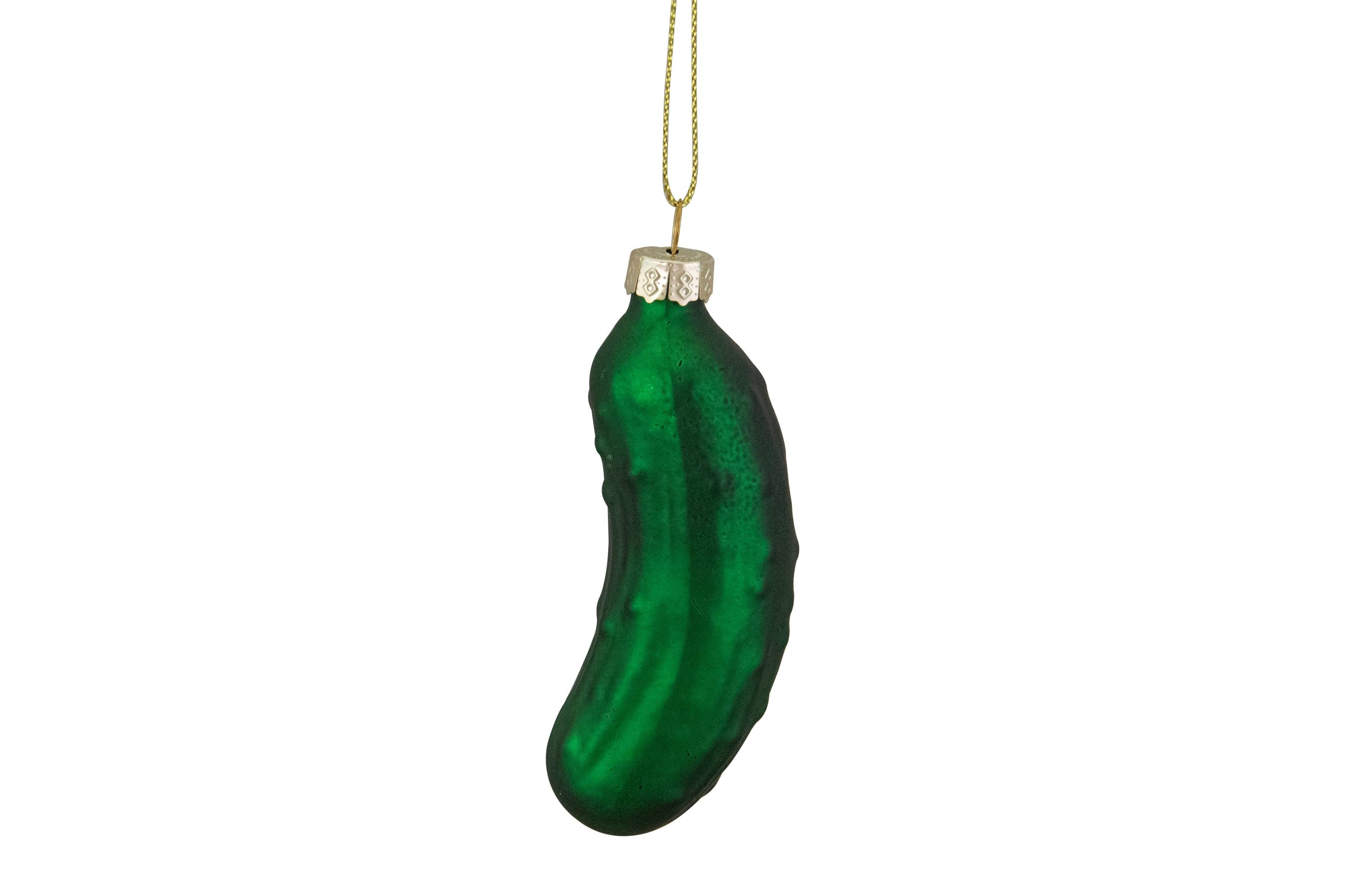 3.75inch Green Christmas Pickle Glass Holiday Ornament