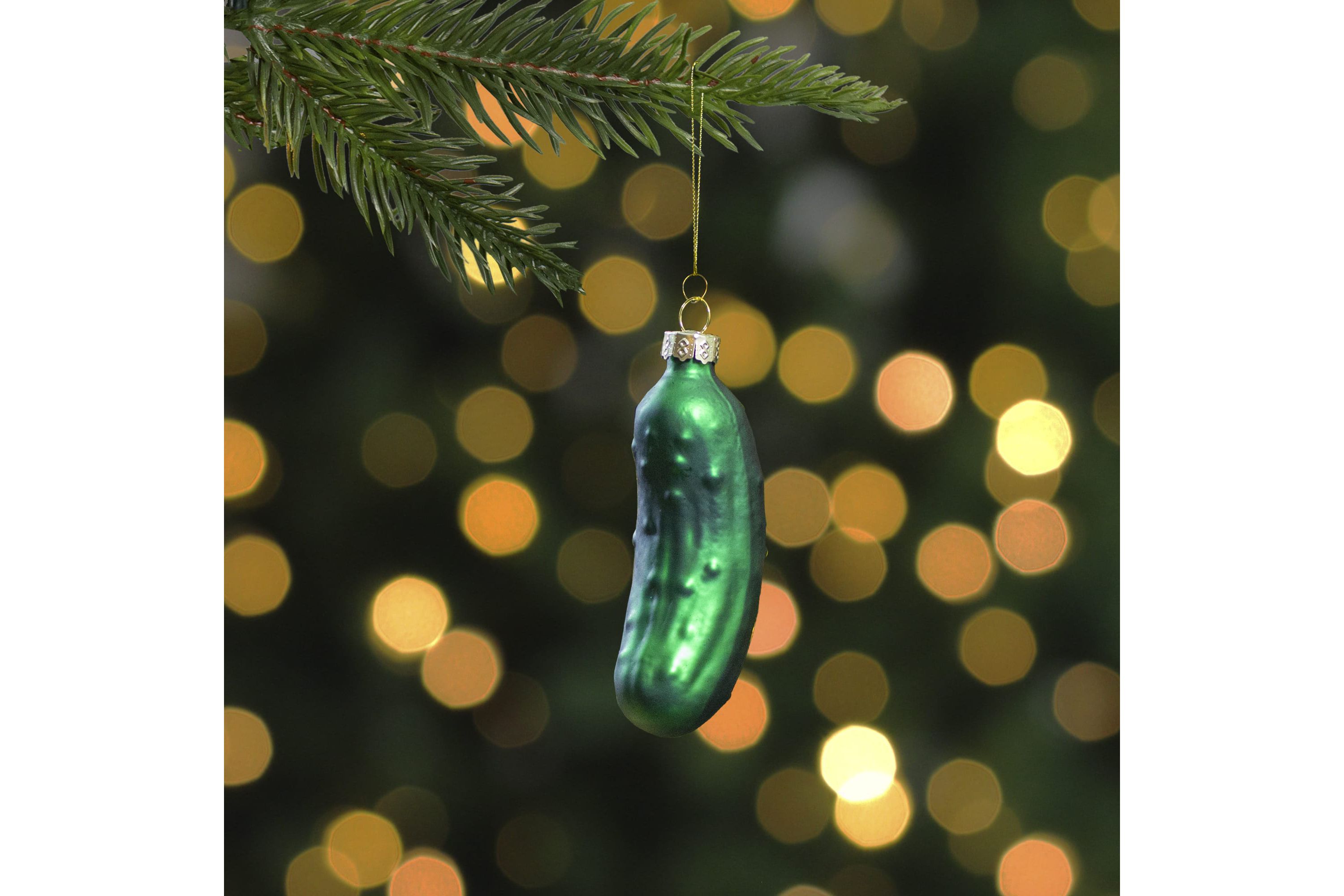 3.75inch Green Christmas Pickle Glass Holiday Ornament