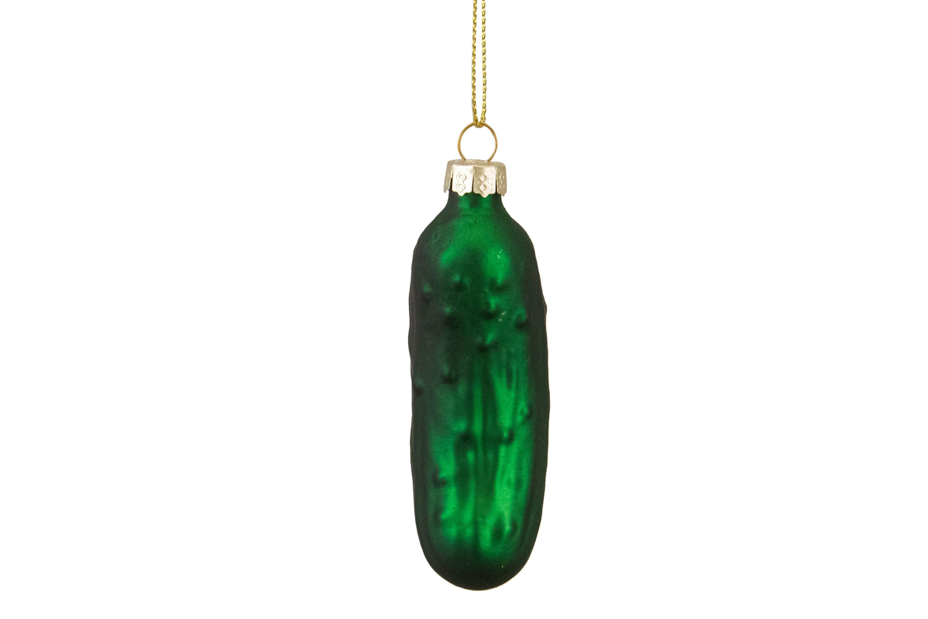 3.75inch Green Christmas Pickle Glass Holiday Ornament