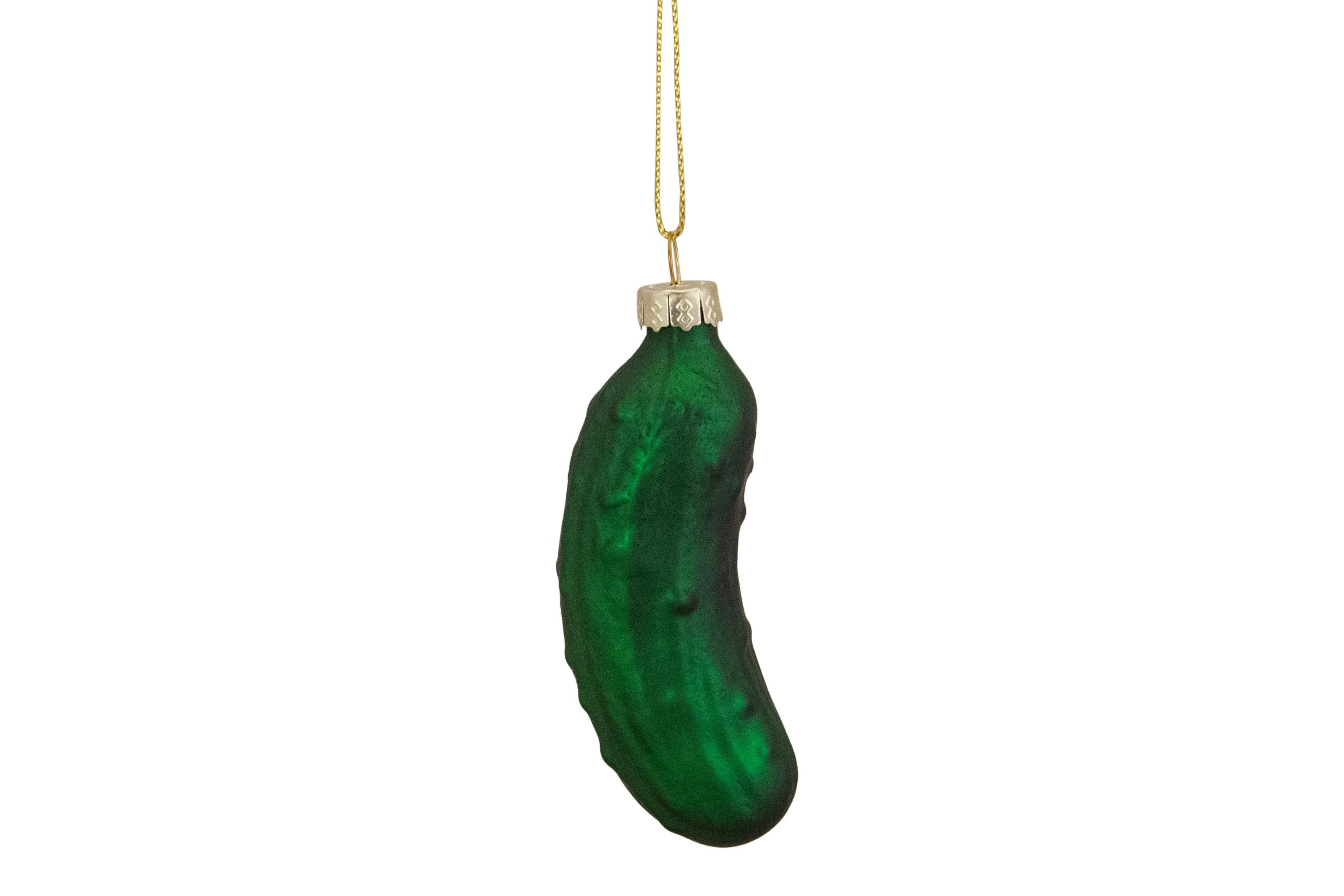 3.75inch Green Christmas Pickle Glass Holiday Ornament