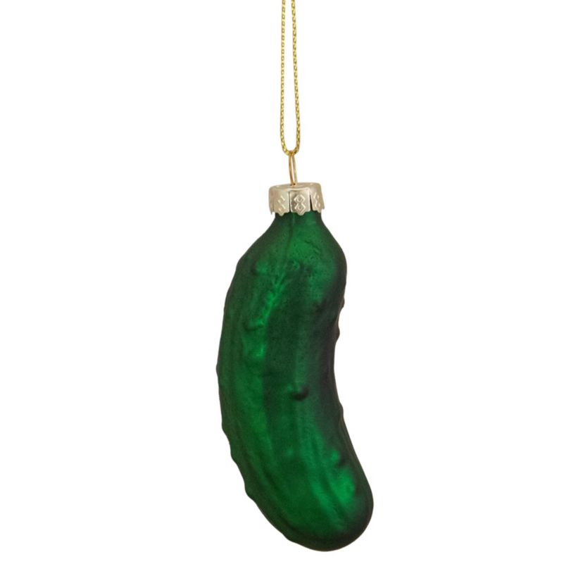 3.75inch Green Christmas Pickle Glass Holiday Ornament