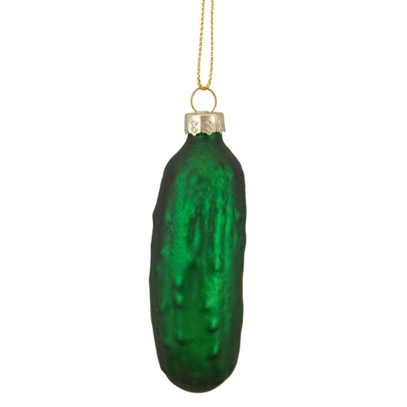 3.75inch Green Christmas Pickle Glass Holiday Ornament