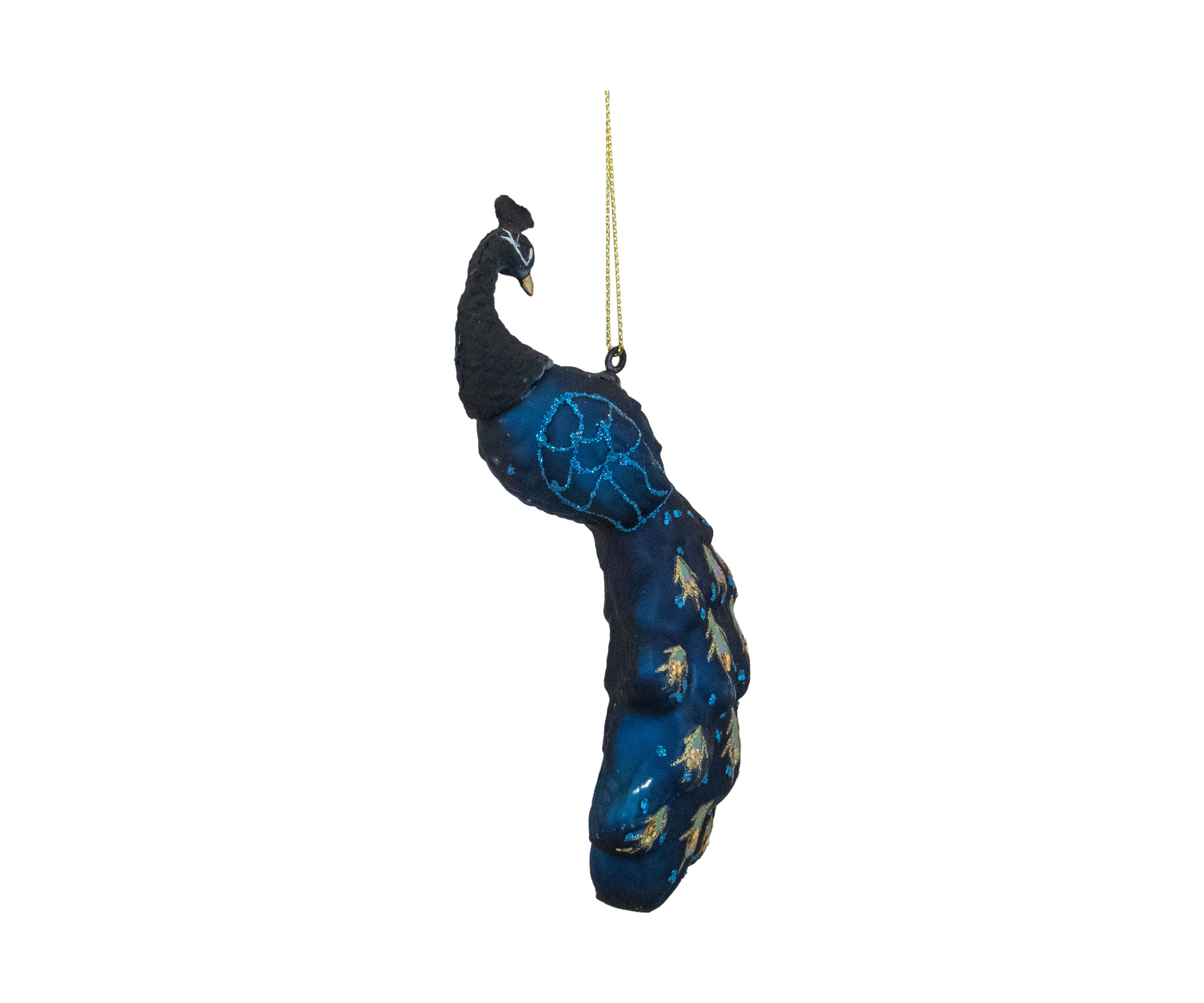 6.25Inch Blue and Turquoise Glass Peacock Christmas Ornament
