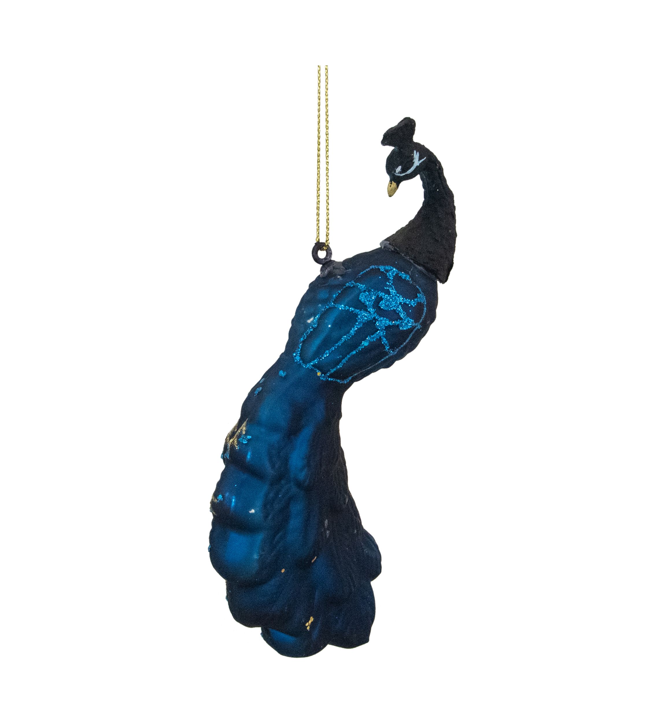 6.25Inch Blue and Turquoise Glass Peacock Christmas Ornament