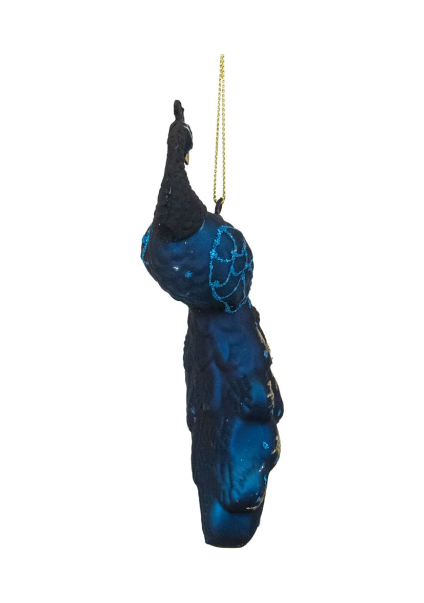 6.25Inch Blue and Turquoise Glass Peacock Christmas Ornament