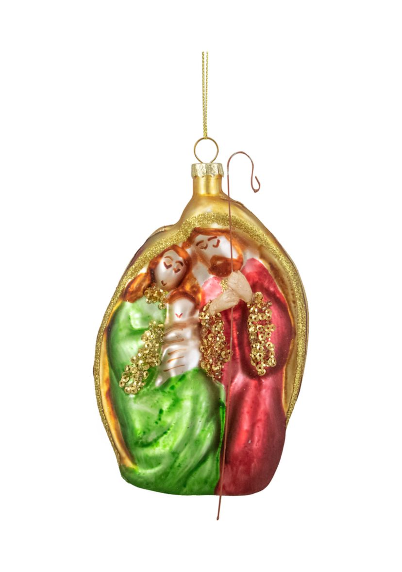 6Inch Religious Holy Family Glass Nativity Christmas Ornament