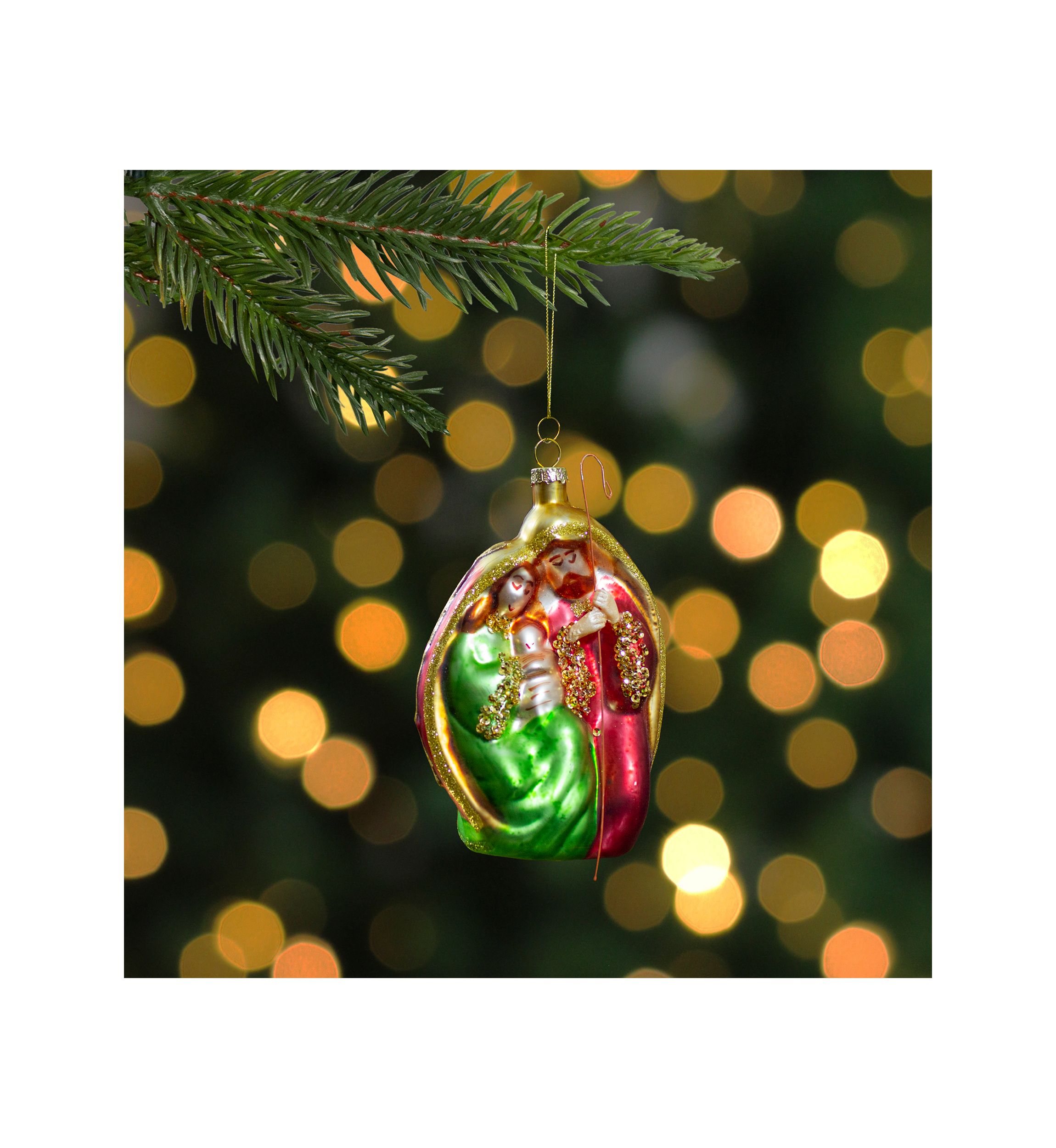 6Inch Religious Holy Family Glass Nativity Christmas Ornament