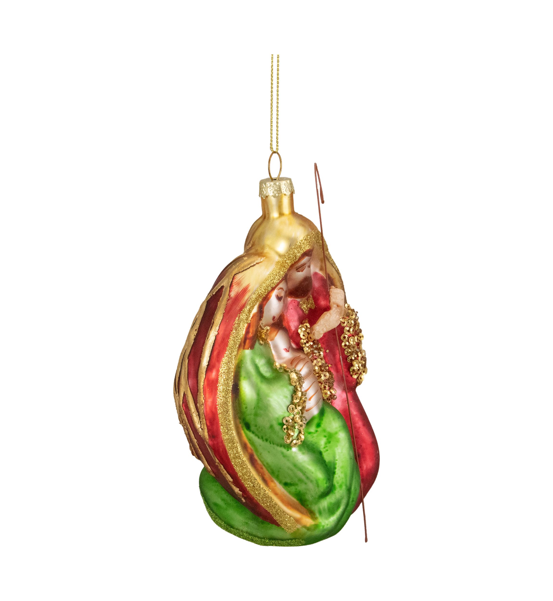 6Inch Religious Holy Family Glass Nativity Christmas Ornament