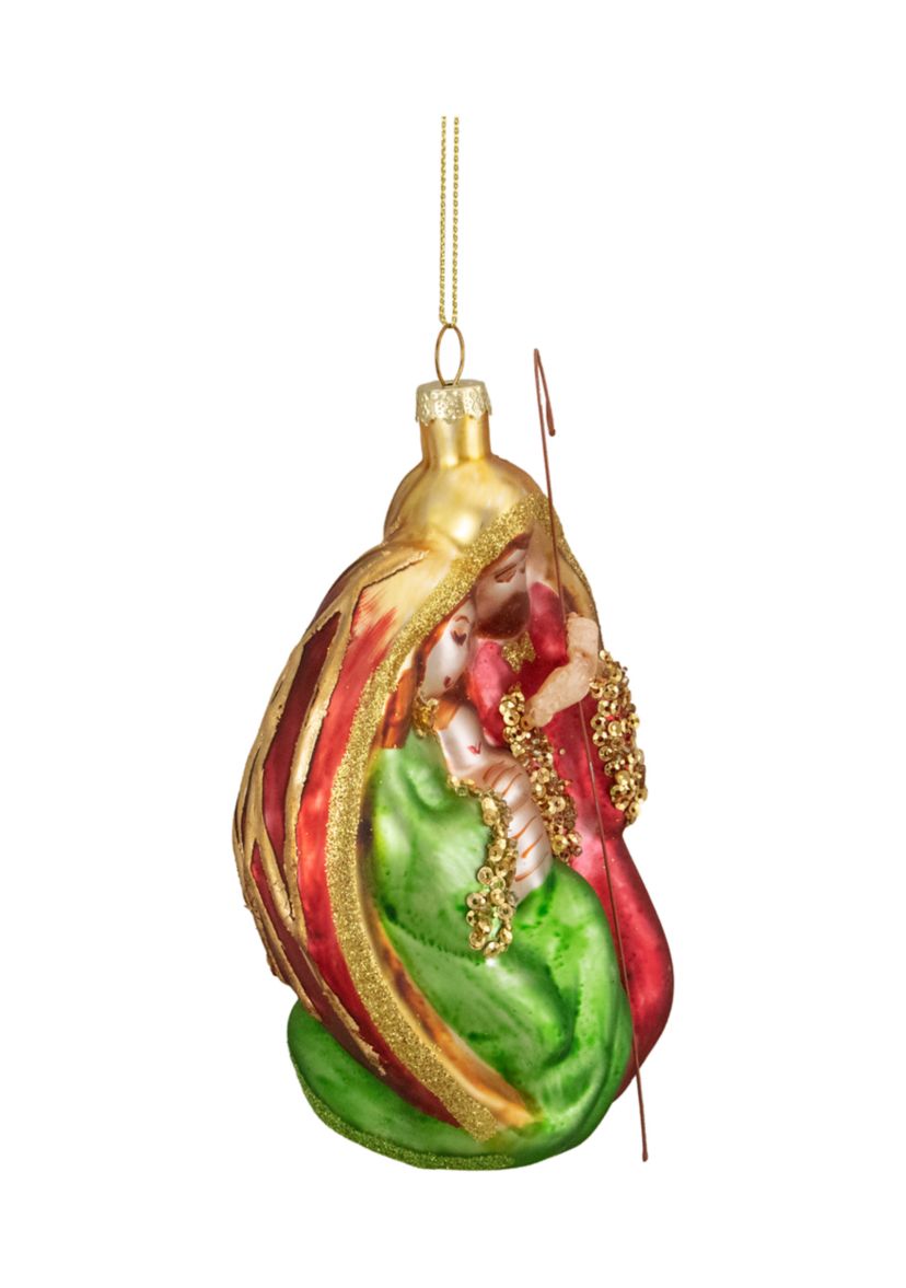6Inch Religious Holy Family Glass Nativity Christmas Ornament