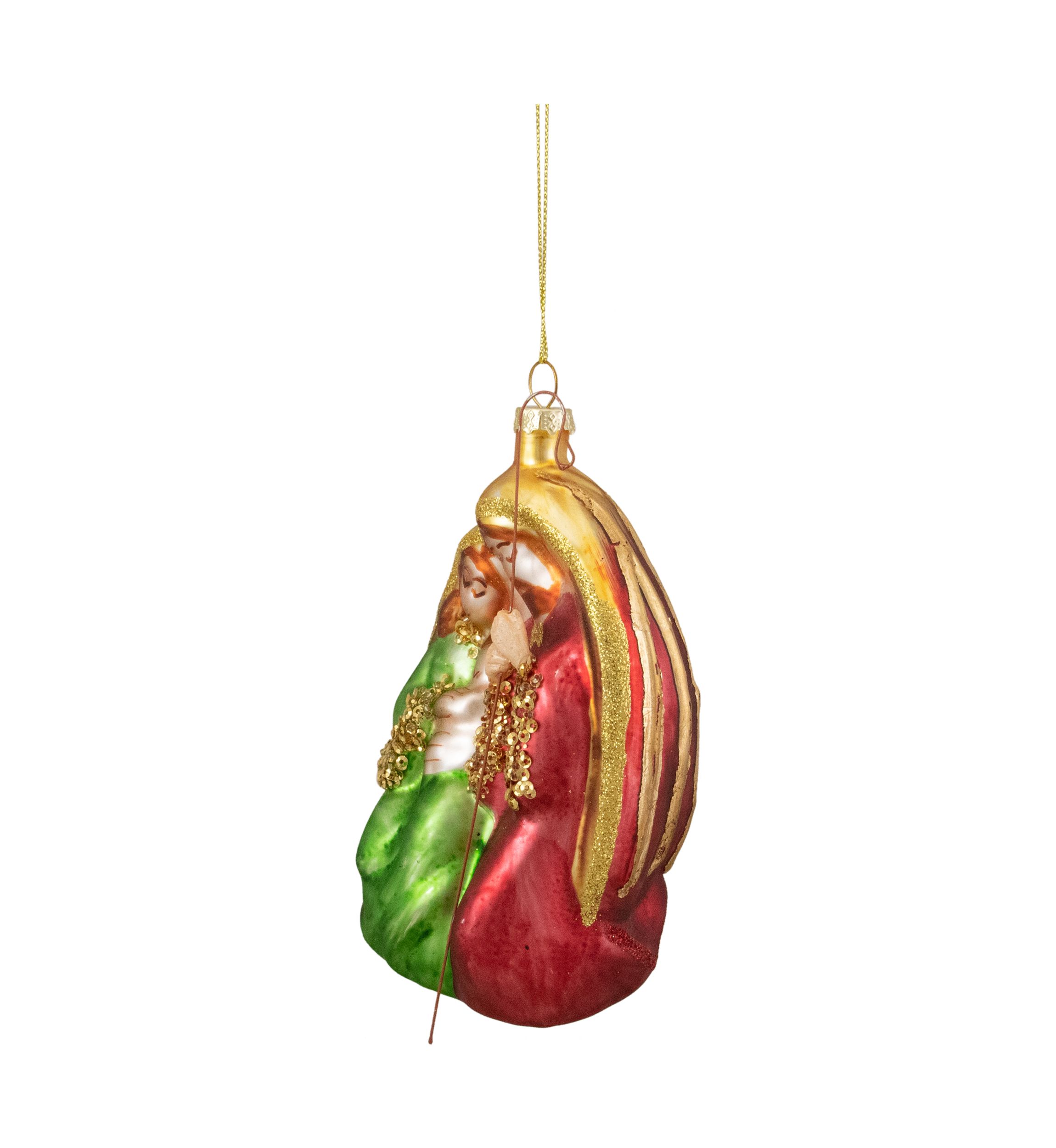 6Inch Religious Holy Family Glass Nativity Christmas Ornament