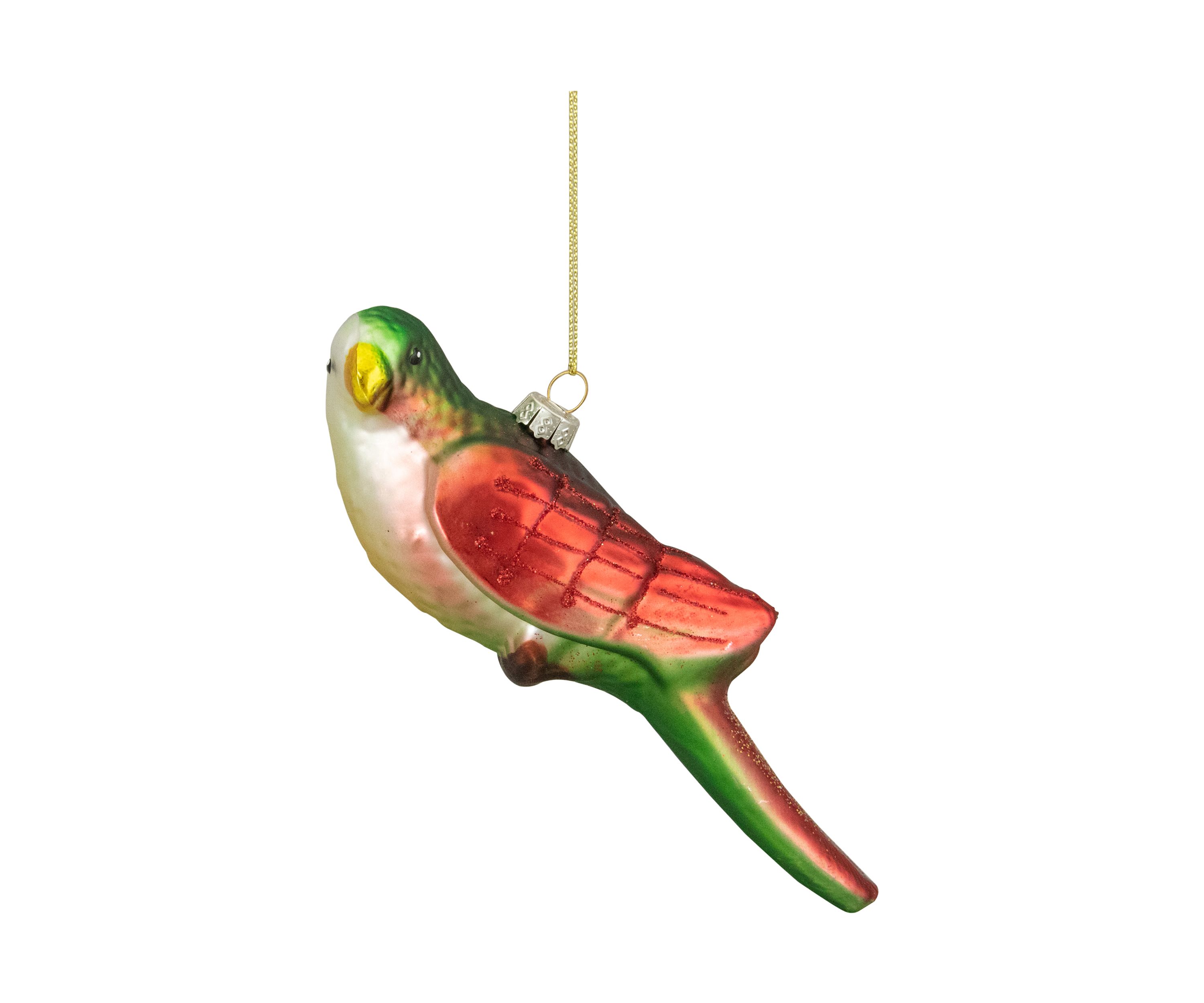 6.5Inch Yellow and Red Parrot Glass Christmas Ornament