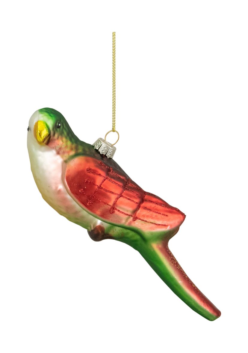 6.5Inch Yellow and Red Parrot Glass Christmas Ornament