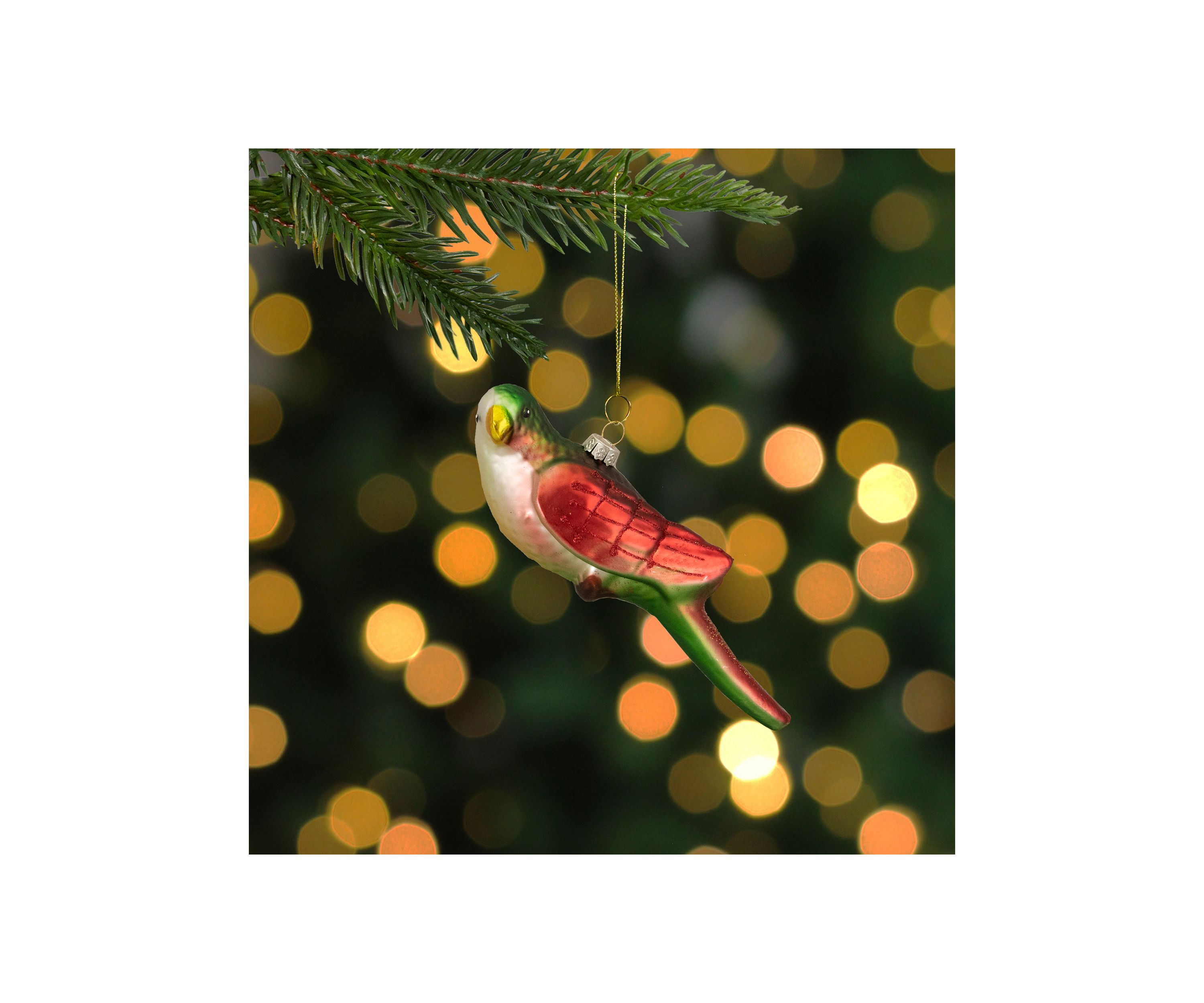 6.5Inch Yellow and Red Parrot Glass Christmas Ornament