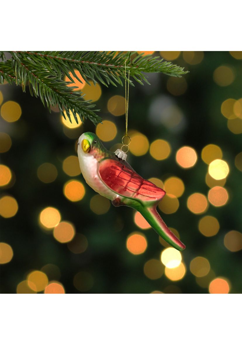 6.5Inch Yellow and Red Parrot Glass Christmas Ornament