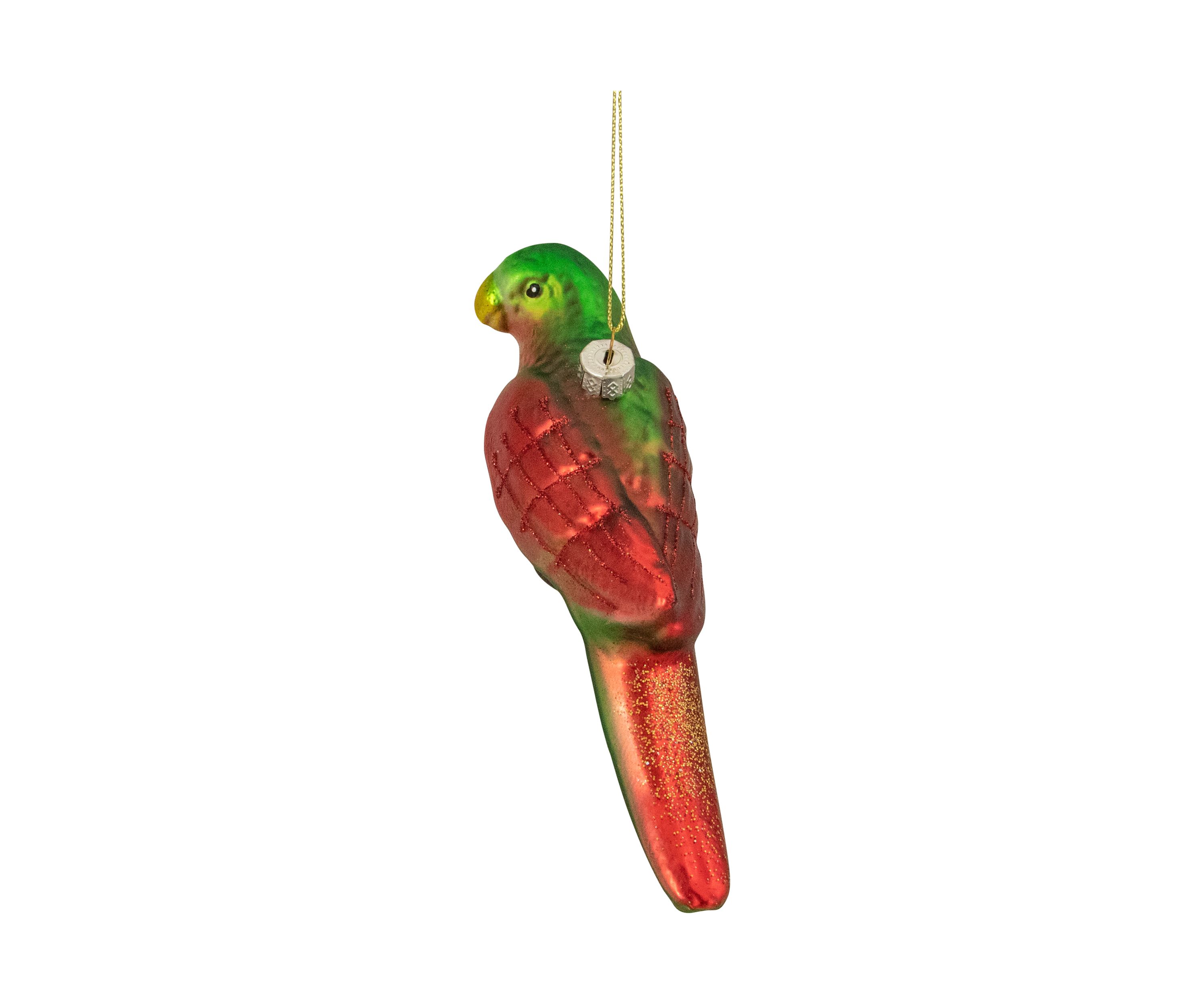 6.5Inch Yellow and Red Parrot Glass Christmas Ornament