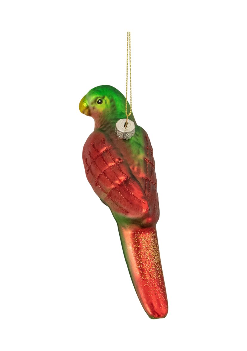6.5Inch Yellow and Red Parrot Glass Christmas Ornament