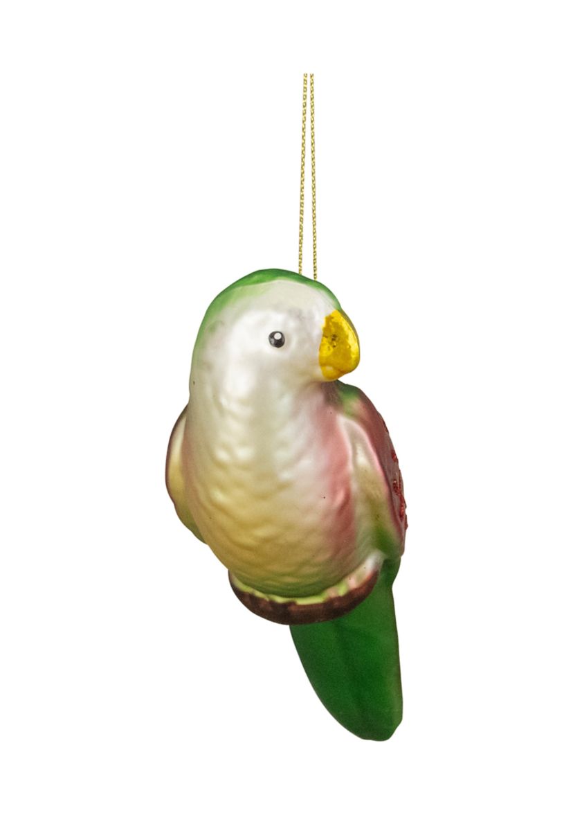 6.5Inch Yellow and Red Parrot Glass Christmas Ornament