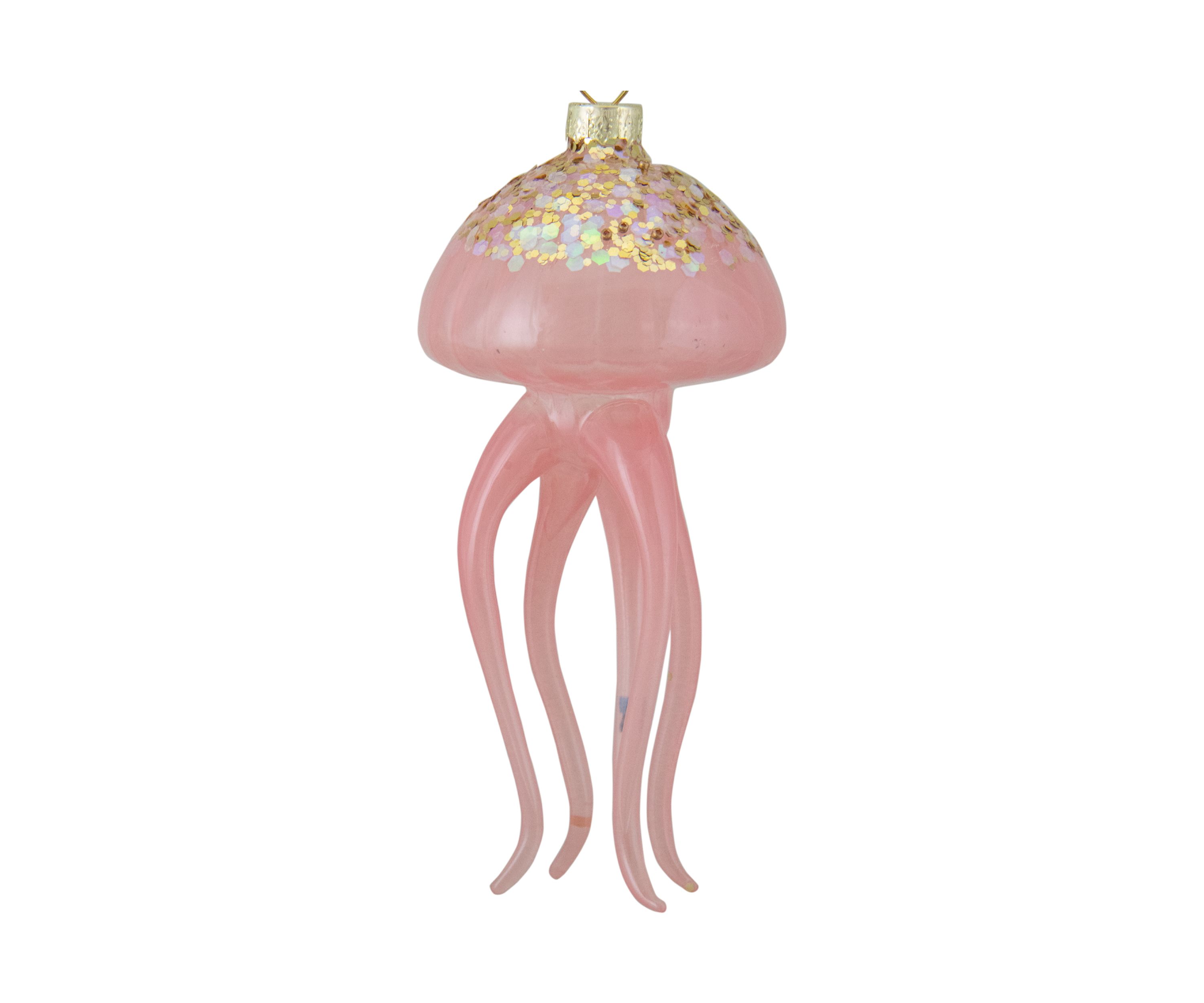4.75Inch Transparent Pink Jellyfish Glass Christmas Ornament