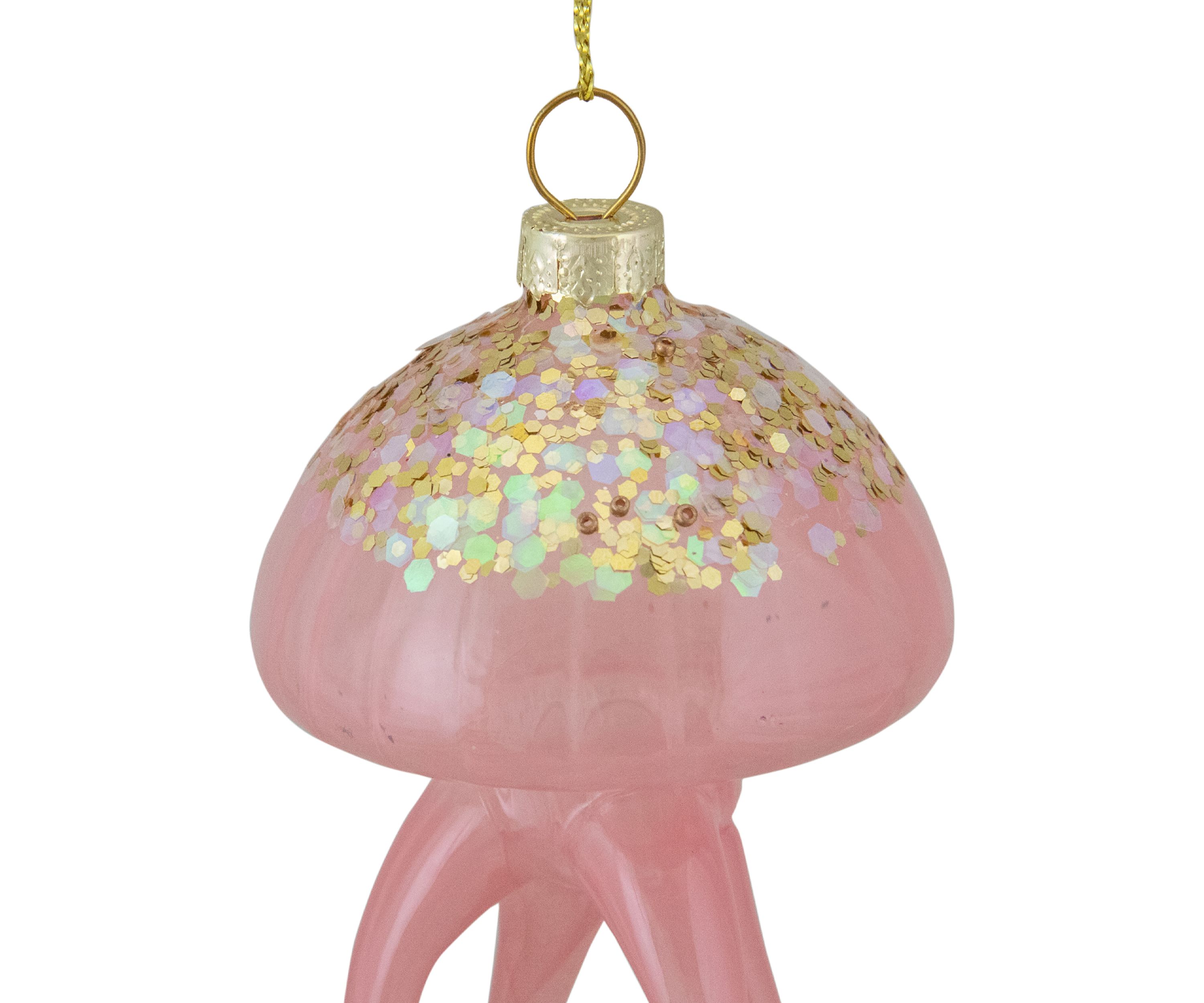 4.75Inch Transparent Pink Jellyfish Glass Christmas Ornament