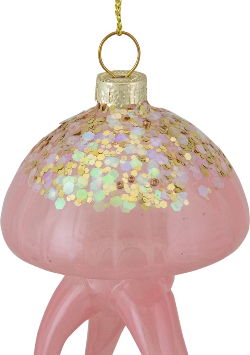 4.75Inch Transparent Pink Jellyfish Glass Christmas Ornament