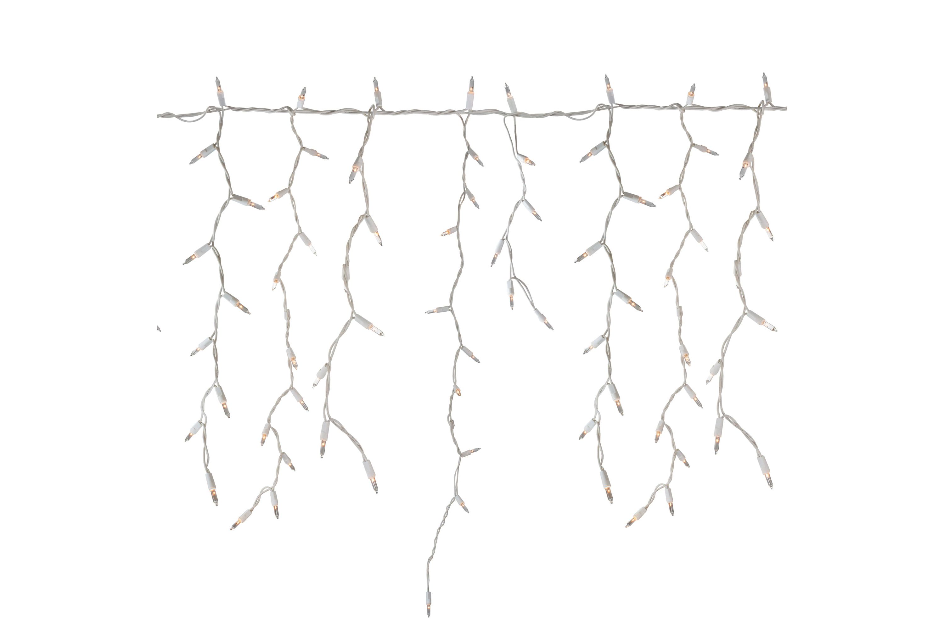 300 Count Clear Mini Icicle Christmas Lights  18ft White Wire