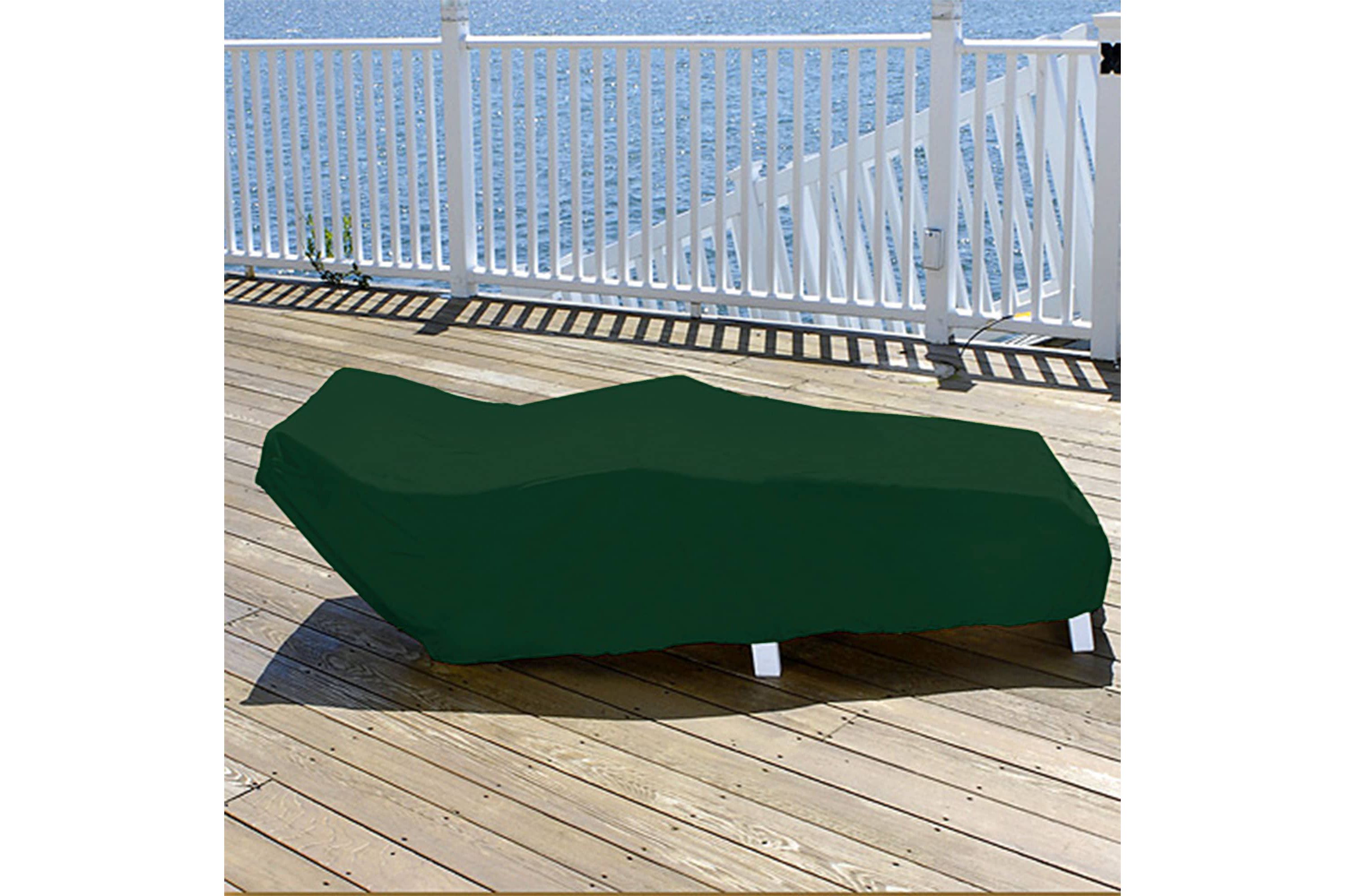 81" Green and White Reversible Lounge Chair Cover