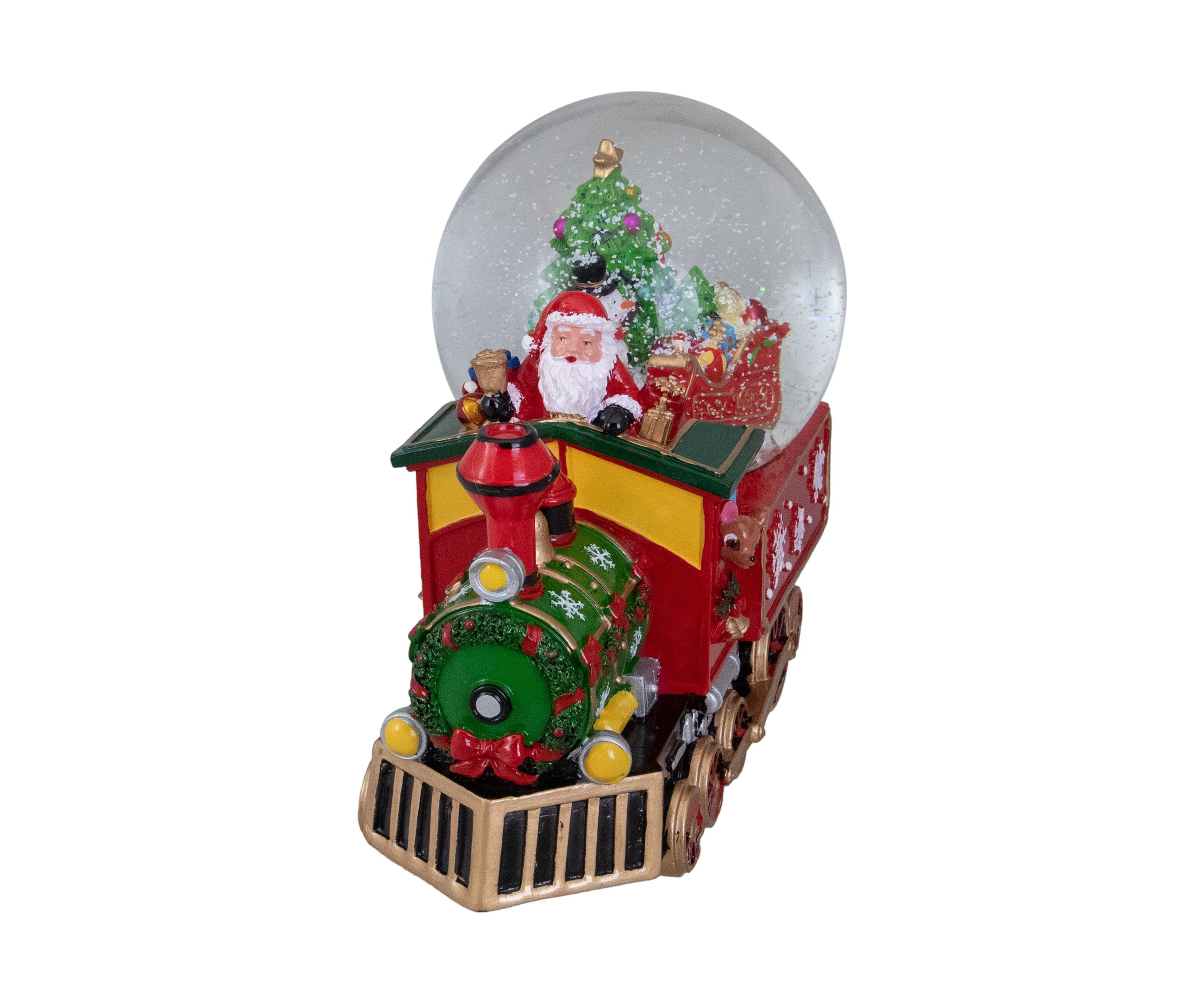 8.5Inch Green and Red Christmas Train Snow Globe