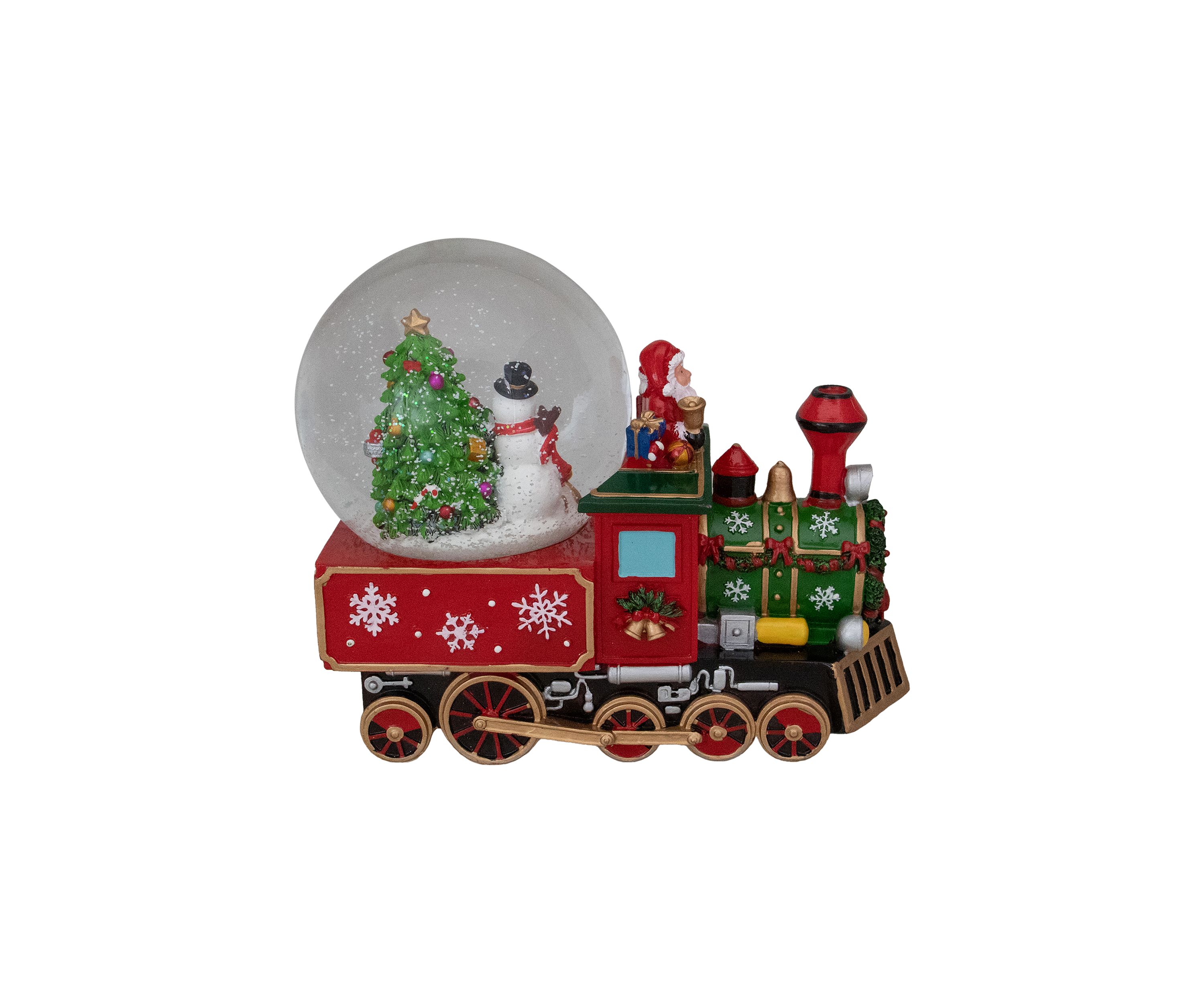 8.5Inch Green and Red Christmas Train Snow Globe