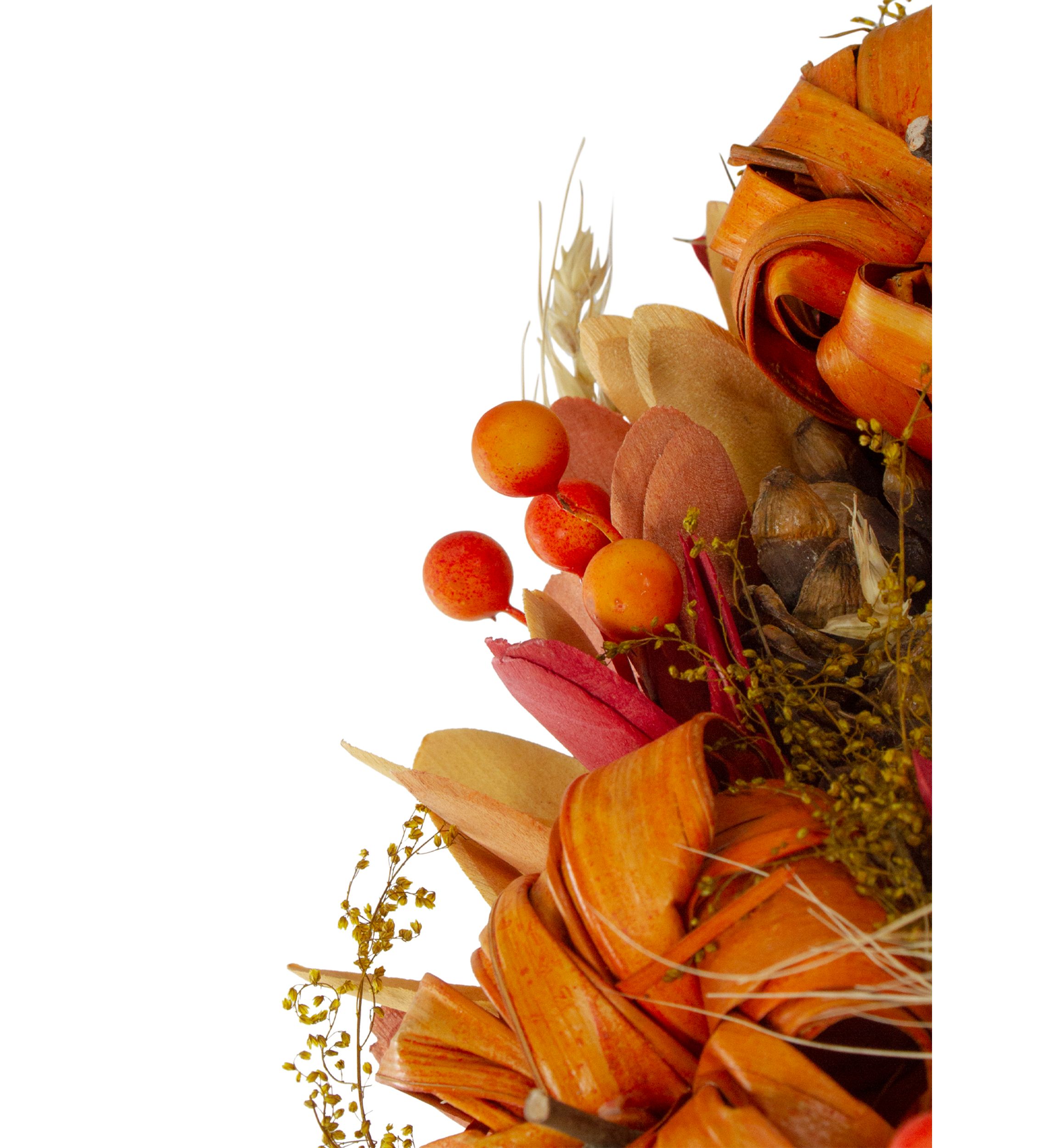 Orange Pumpkins and Berries Autumn Harvest Wreath  13- inch  Unlit