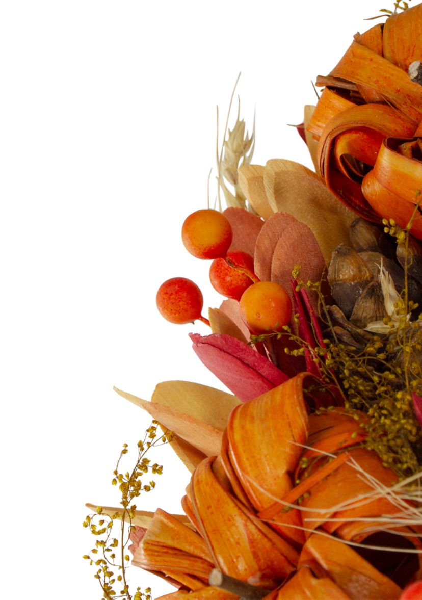 Orange Pumpkins and Berries Autumn Harvest Wreath  13- inch  Unlit