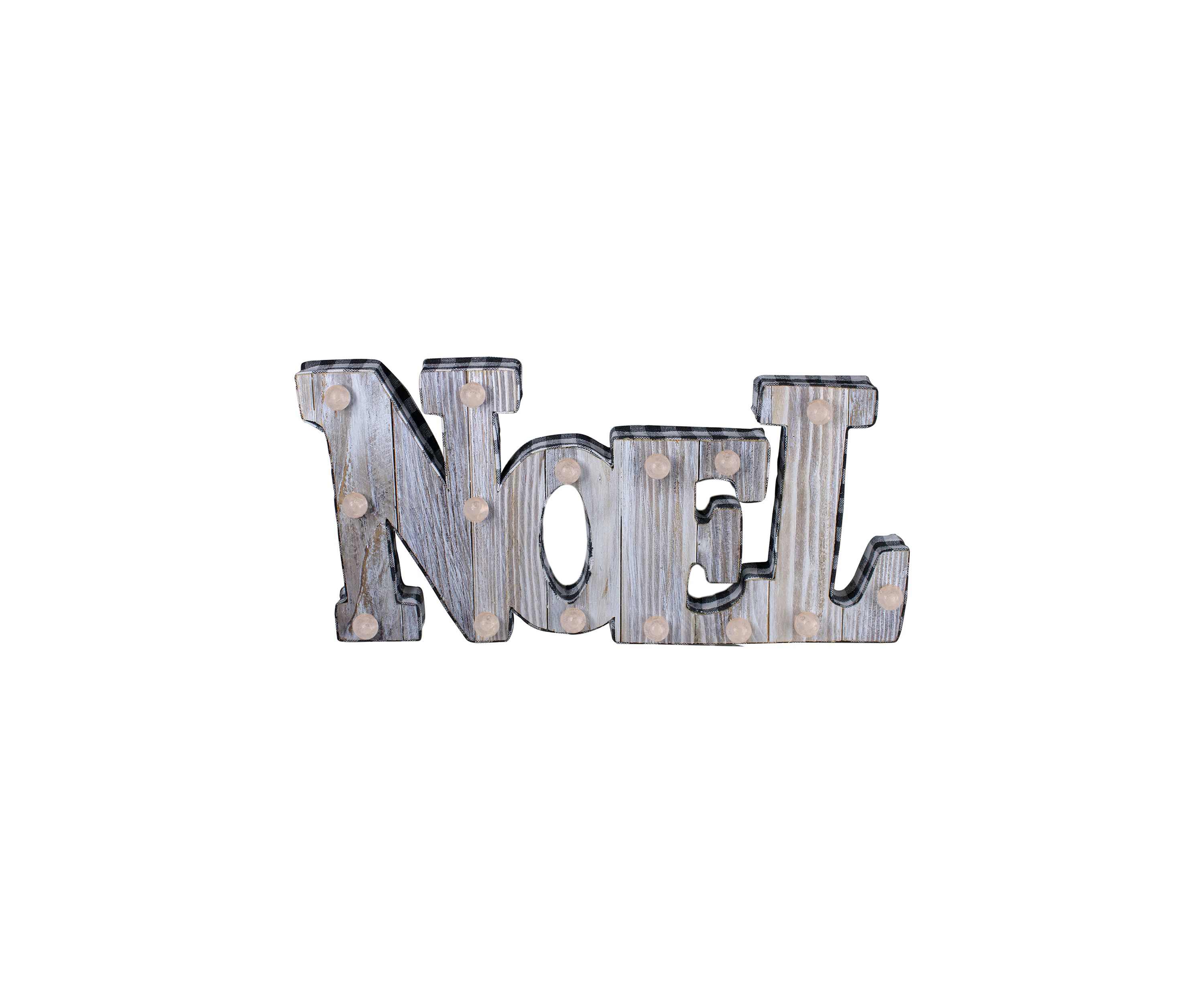 17Inch Lighted 3D Wooden InchNOELInch Christmas Table Top Decor
