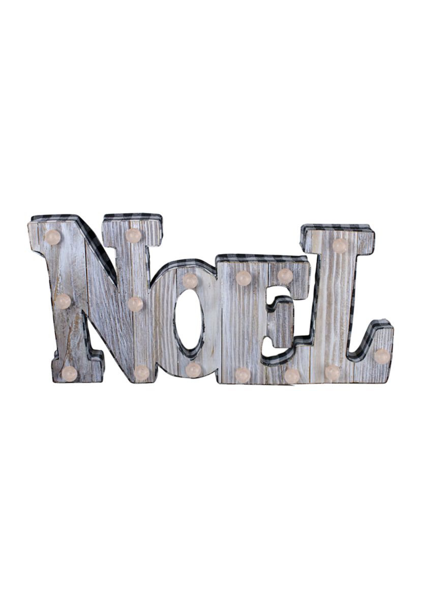 17Inch Lighted 3D Wooden InchNOELInch Christmas Table Top Decor