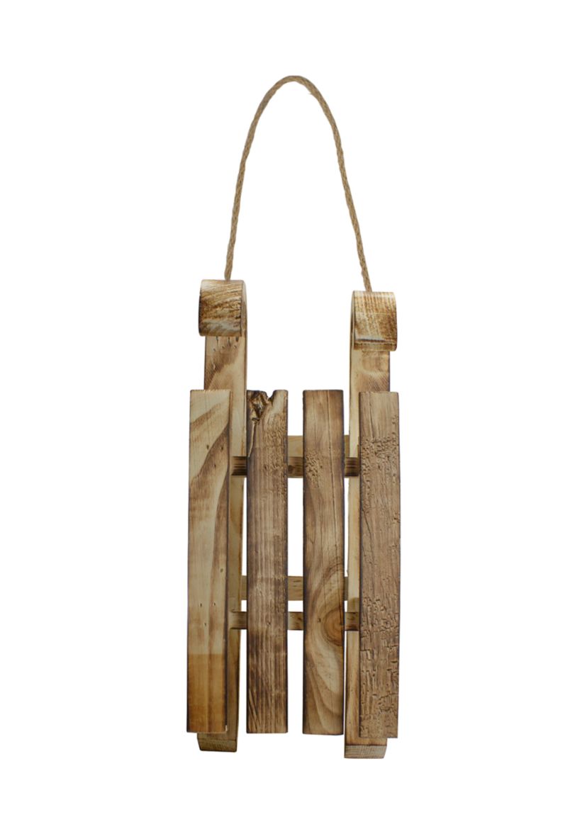 15.5Inch Rustic Brown Sleigh On Twine Rope Christmas Wall Decor