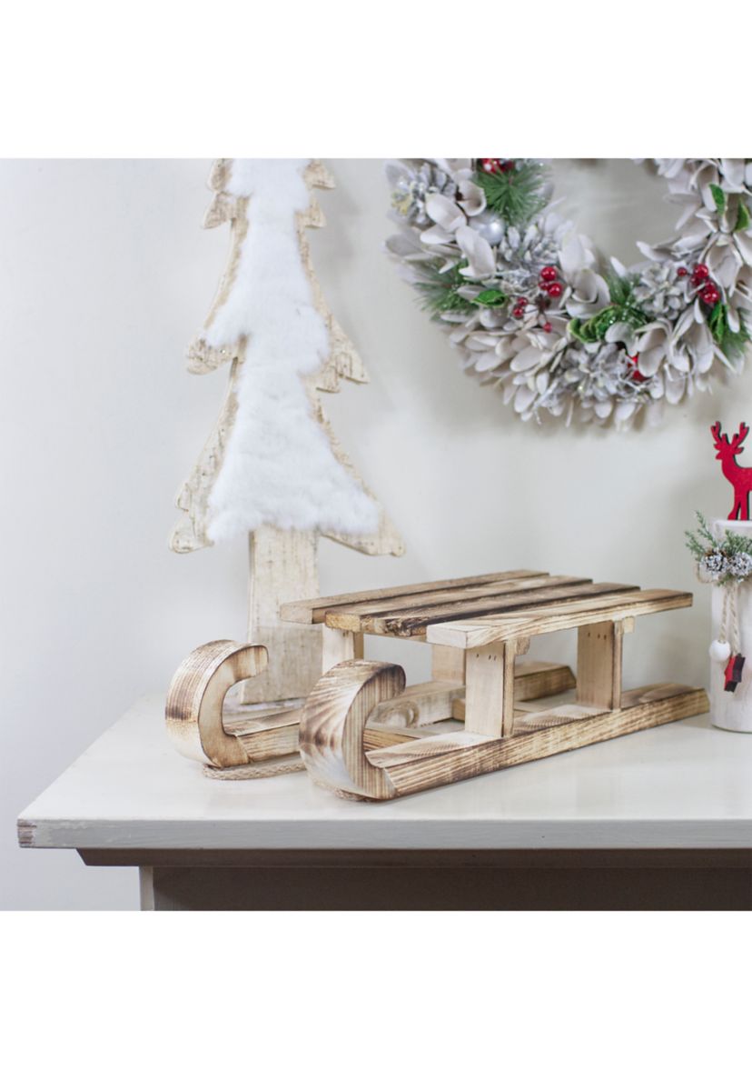 15.5Inch Rustic Brown Sleigh On Twine Rope Christmas Wall Decor