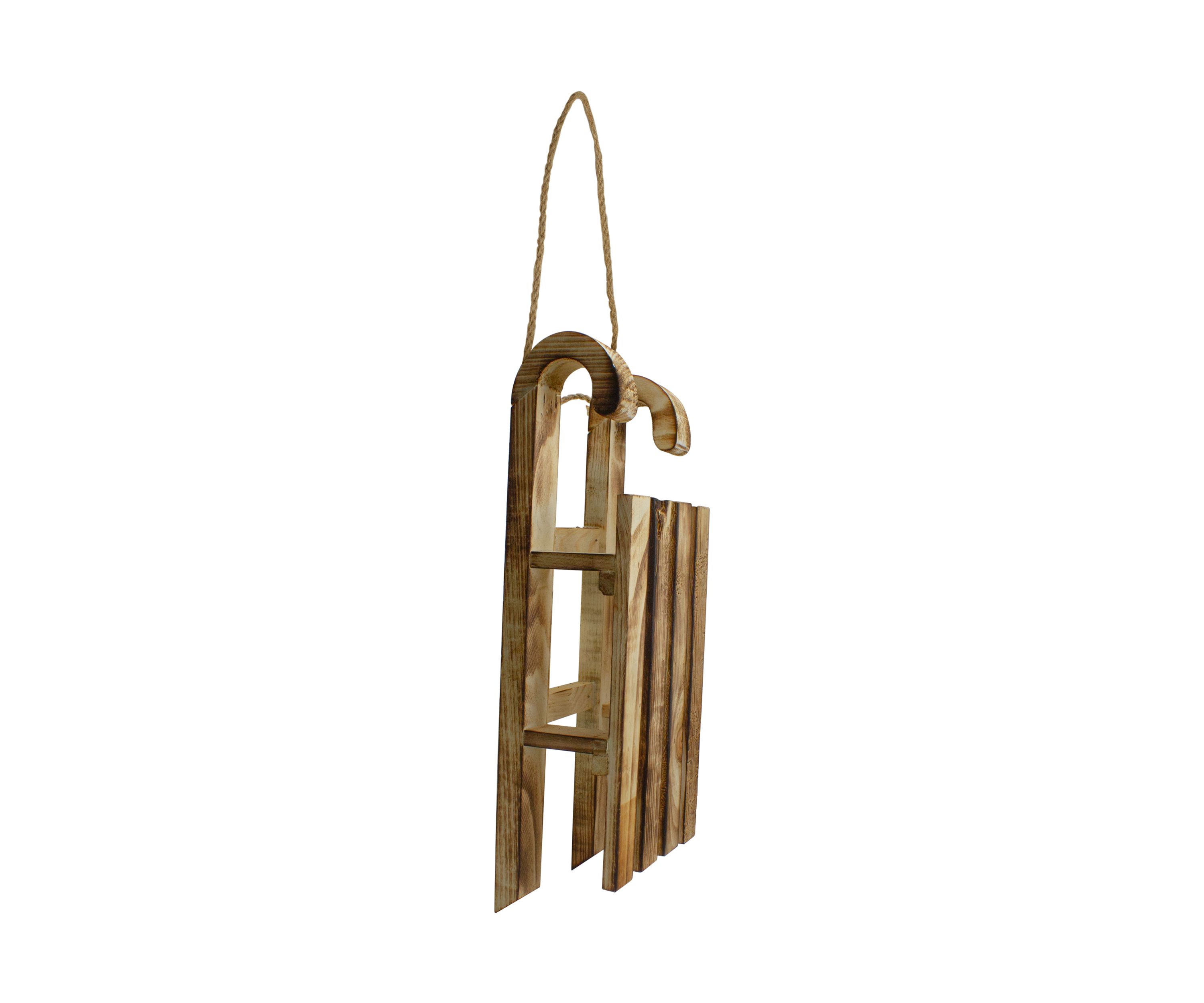 15.5Inch Rustic Brown Sleigh On Twine Rope Christmas Wall Decor