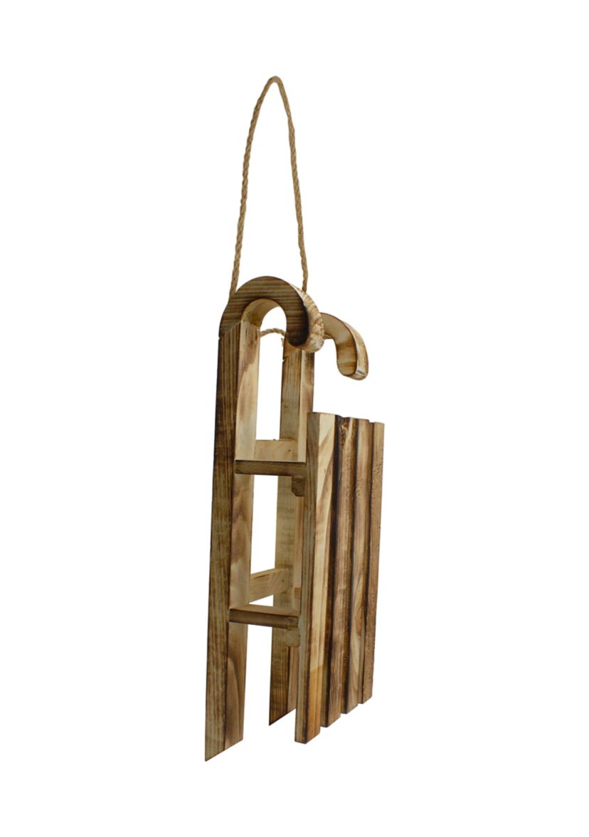 15.5Inch Rustic Brown Sleigh On Twine Rope Christmas Wall Decor