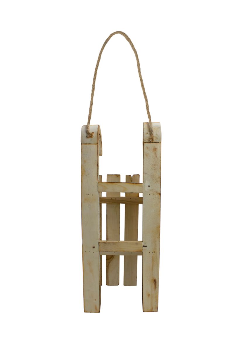 15.5Inch Rustic Brown Sleigh On Twine Rope Christmas Wall Decor