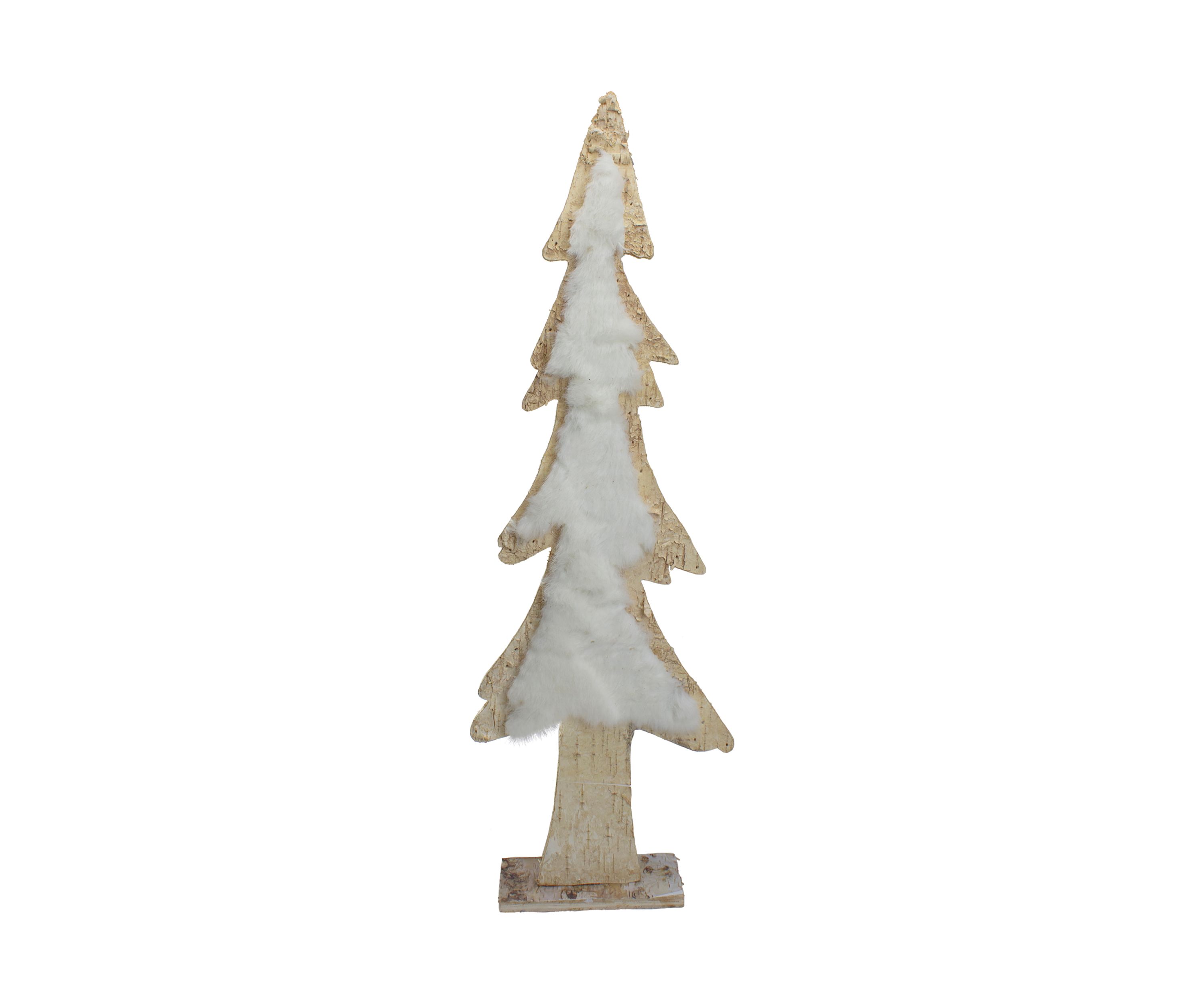 14.5Inch Brown and White Wooden Tree Christmas Tabletop Decor