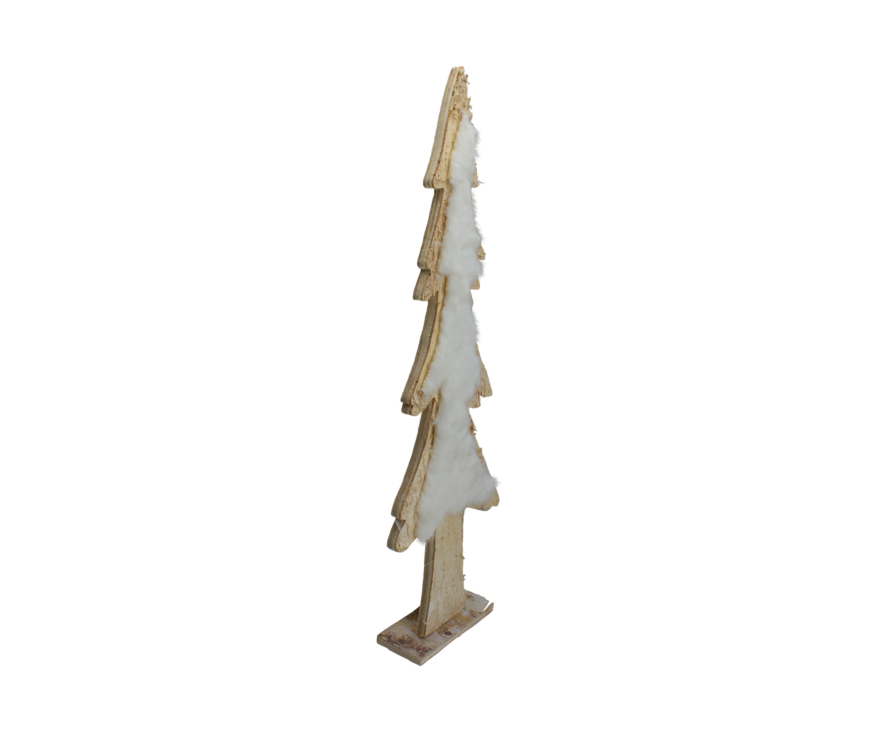 14.5Inch Brown and White Wooden Tree Christmas Tabletop Decor