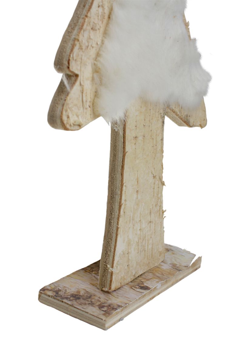 14.5Inch Brown and White Wooden Tree Christmas Tabletop Decor