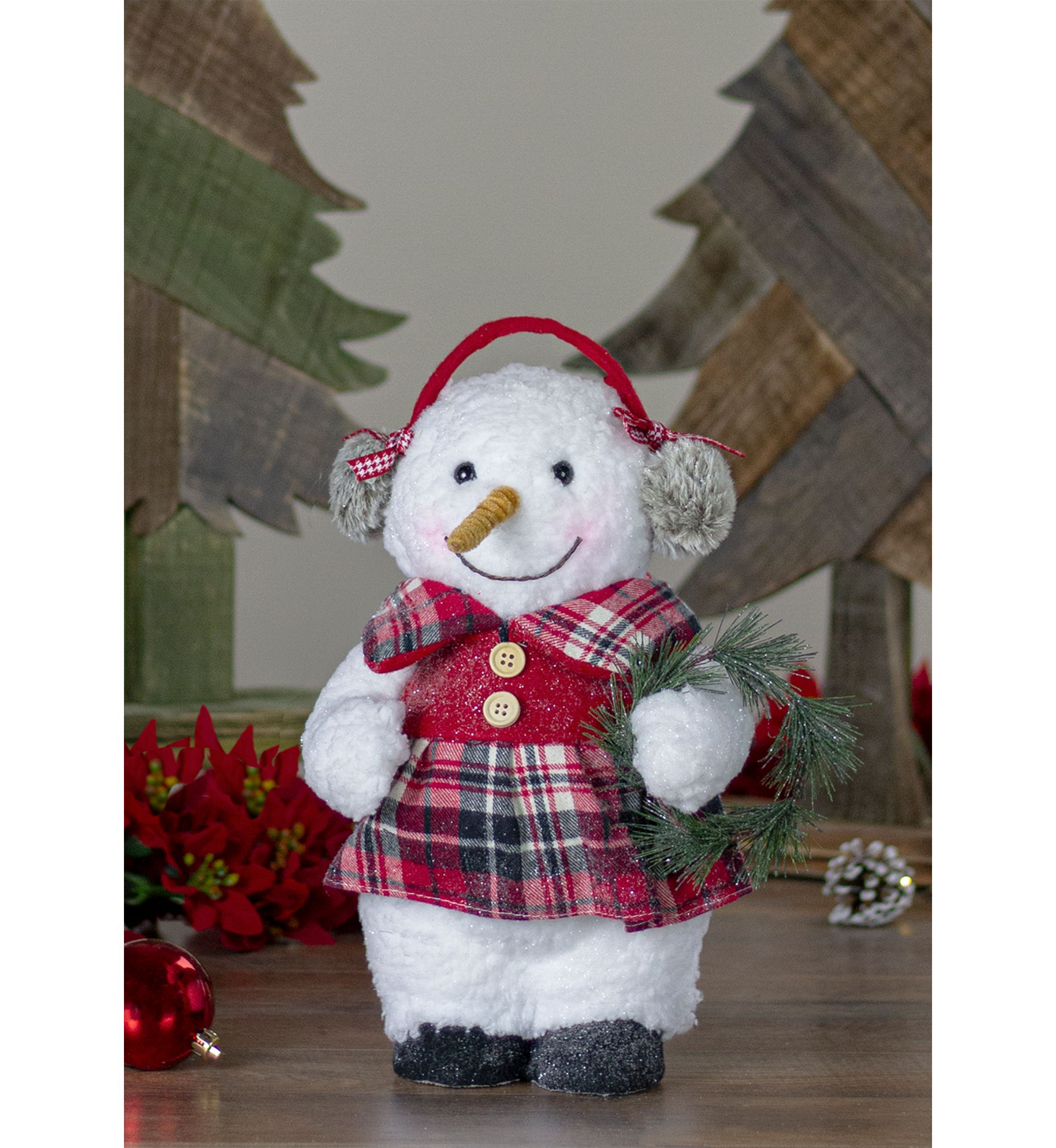 9.5Inch Plush Girl Snowman with Ear Muffs Christmas Figure