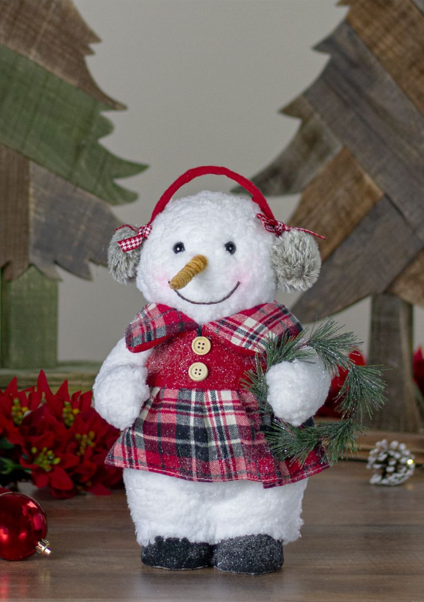 9.5Inch Plush Girl Snowman with Ear Muffs Christmas Figure