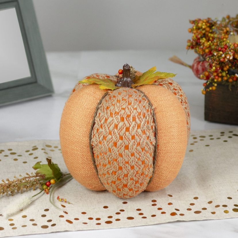 Autumn Harvest Textured Thanksgiving Pumpkin - 8.5" - Orange