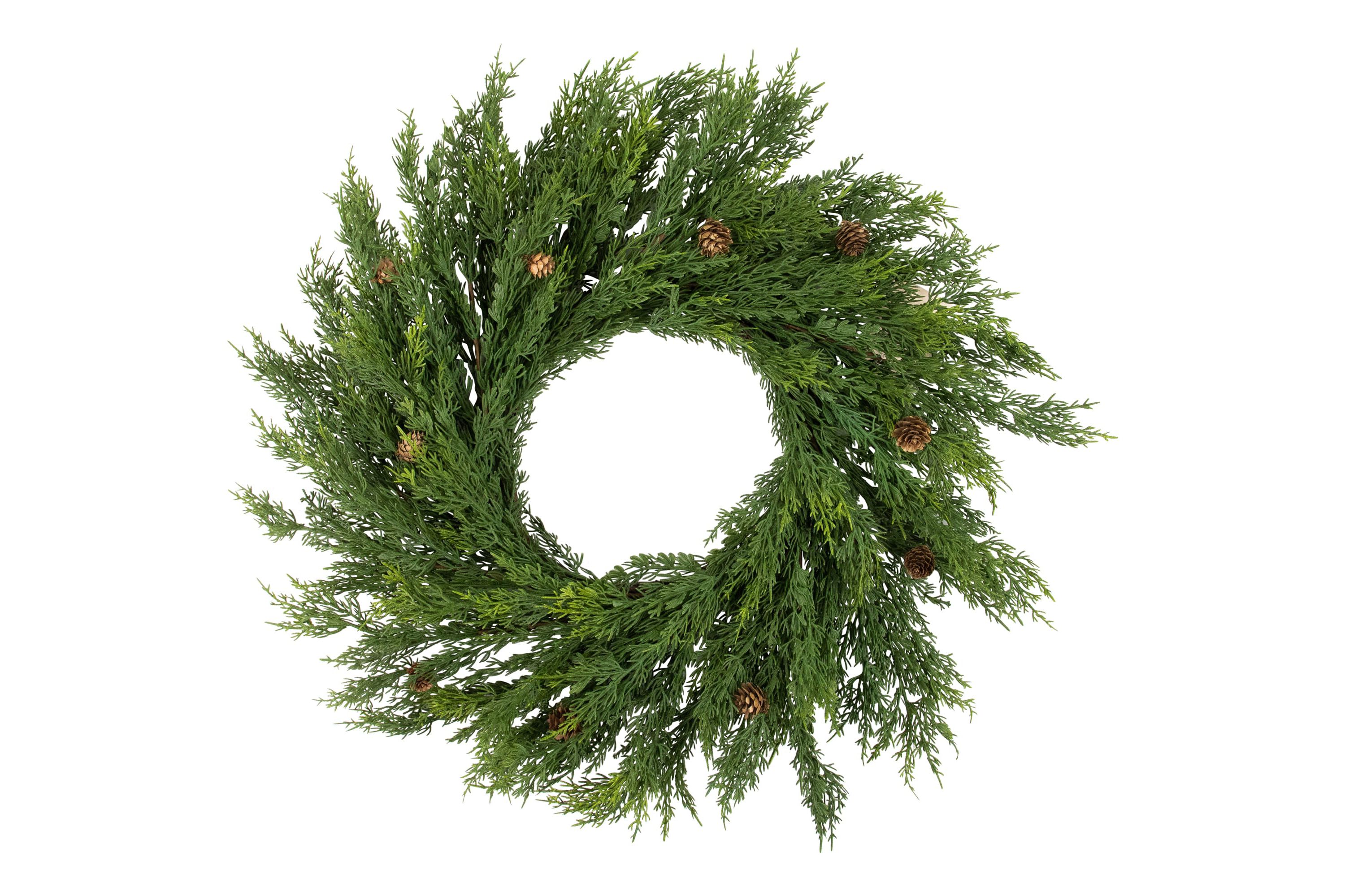 Real Touch™️ Cedar Artificial Christmas Wreath with Pinecones   - 24" - Unlit