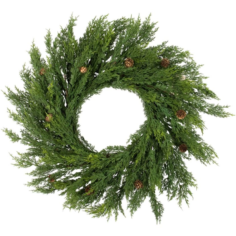 Real Touch™️ Cedar Artificial Christmas Wreath with Pinecones   - 24" - Unlit