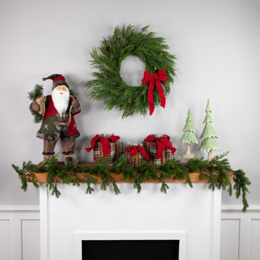 Real Touch™️ Cedar Artificial Christmas Wreath with Pinecones   - 24" - Unlit