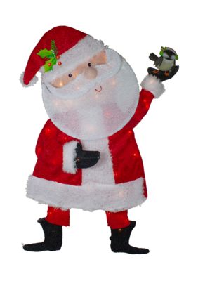 Northlight 32Inch Lighted Red and White Chenille Santa Outdoor Christmas Decoration -  760182134305171