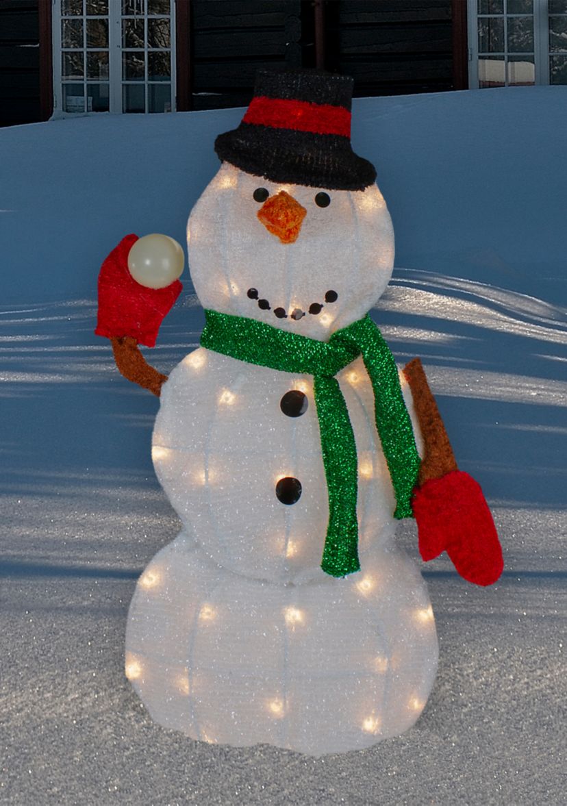24Inch Black and White Snowman Christmas Outdoor Decoration